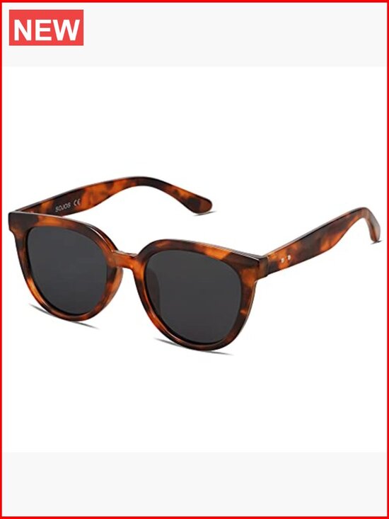 Cat Eye Round Polarized Sunglasses for Women UV Protection Plastic Frame main image 4
